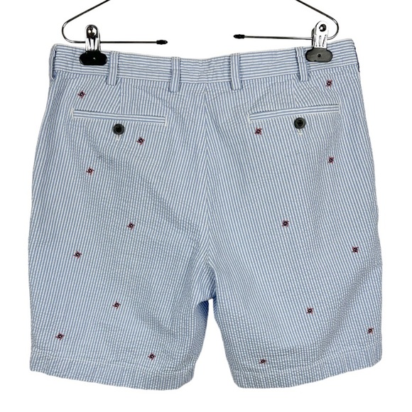 Brooks Brothers Men’s Size 35 Blue and White Pleated Seersucker Bermuda Shorts - Picture 6 of 9